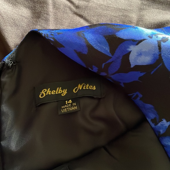 Special Occasion Dress, Blue/Black Flower print. Size 14. New with tags on. - Picture 6 of 6